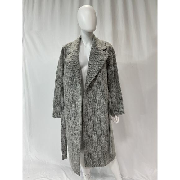 Theory Wool Blend Grey Trench Coat Size L - Picture 2 of 5
